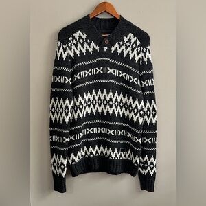 Elsamanda grey and white fair isle wool blend sweater size medium